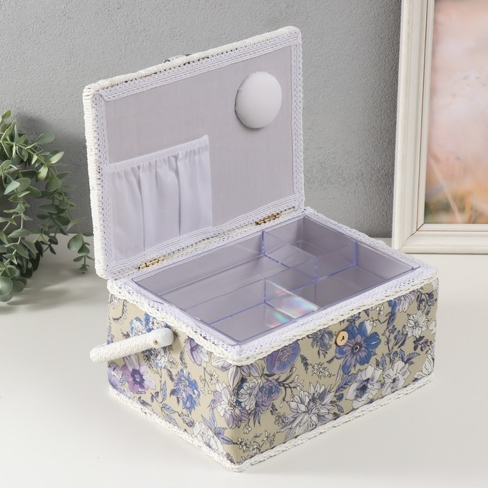 Шкатулка для рукоделия Шкатулка для рукоделия "Сиреневая цветочная поляна" 19х26х14,5 см