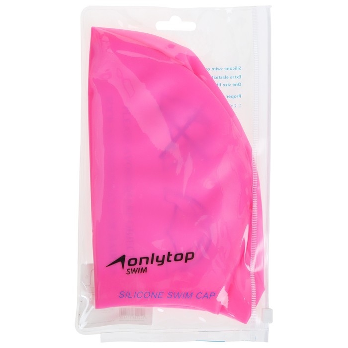 Шапочка для плавания взрослая ONLYTOP, для длинных волос, силиконовая, обхват 54-60 см
