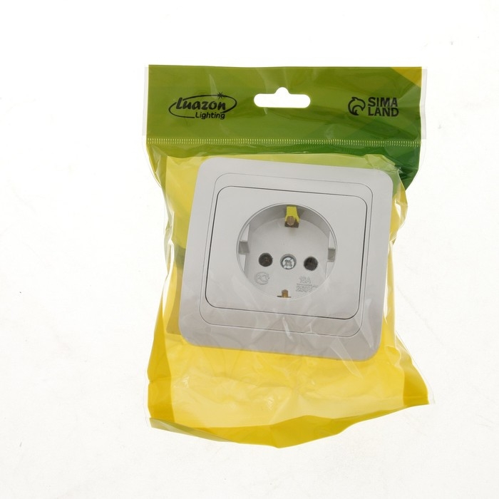 Розетка одноместная Luazon Lighting Розетка одноместная Luazon Lighting "Орион", 16 А, скрытая, с з/к, серебристая