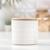 Банка керамическая для сыпучих продуктов «Этника», 400 мл, цвет белый Банка керамическая для сыпучих продуктов «Этника», 400 мл, цвет белый