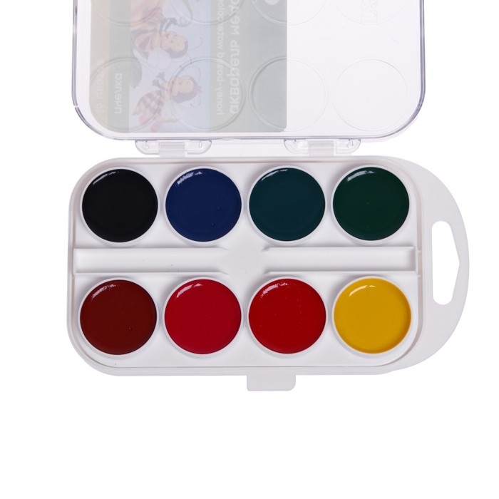 Акварель 16 цветов "Гамма" "Пчёлка", медовая, без кисти, пластик