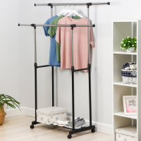 Стойка - вешалка напольная для одежды Доляна, телескопическая, 2 перекладины, 80(145) × 43 × 90(160) см Стойка - вешалка напольная для одежды Доляна, телескопическая, 2 перекладины, 80(145) × 43 × 90(160) см