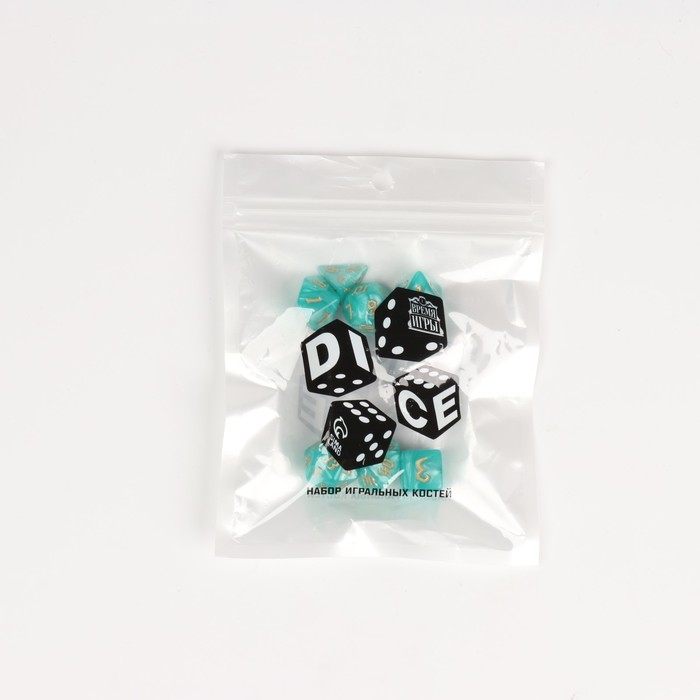 Набор кубиков для D&D (Dungeons and Dragons, ДнД) Набор кубиков для D&D (Dungeons and Dragons, ДнД) "Время игры", серия: D&D, 7 шт, бирюзовые