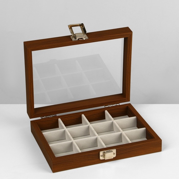 Подставка для украшений &laquo;Шкатулка&raquo; 12 ячеек, 16&times;21&times;5 см, цвет серый в дереве