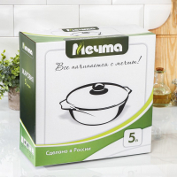 Жаровня &laquo;Гранит Brown&raquo;, 5 л, h=9 см, стеклянная крышка, антипригарное покрытие, цвет коричневый