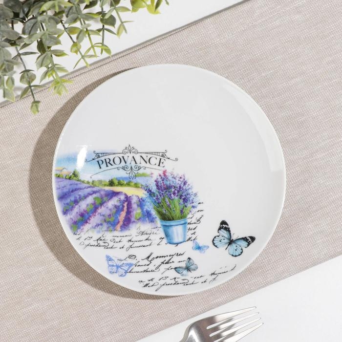 Тарелка фарфоровая &laquo;Прованс&raquo;, d=17,5 см, рисунок микс, цвет белый
