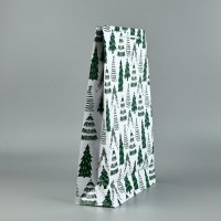 Пакет подарочный новогодний ламинированный &laquo;Ёлочки&raquo;, L 28 х 38 х 9 см