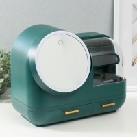 Шкатулка для косметики пластик, зеркало с подсветкой "Тёмно-зелёная" 37,5х22х31 см Шкатулка для косметики пластик, зеркало с подсветкой "Тёмно-зелёная" 37,5х22х31 см