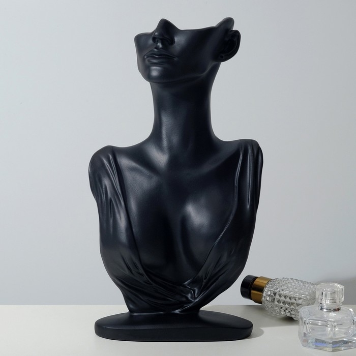 Бюст для украшений 18×8×32, отверстие в ухе, цвет чёрный Бюст для украшений 18×8×32, отверстие в ухе, цвет чёрный