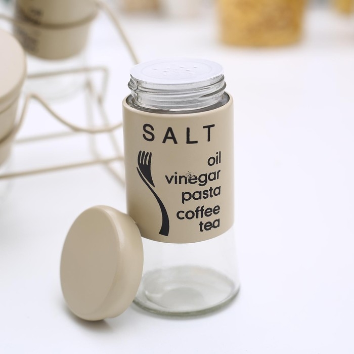 Набор банок стеклянных для сыпучих продуктов «Стиль», 20×16×17 см, на подставке, 6 шт, цвет МИКС Набор банок стеклянных для сыпучих продуктов «Стиль», 20×16×17 см, на подставке, 6 шт, цвет МИКС