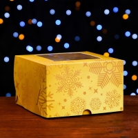 Новый год. Коробка для 4 капкейка с окном "Новогодний градиент", 16 х 16 х 10 см, упаковка Новый год. Коробка для 4 капкейка с окном "Новогодний градиент", 16 х 16 х 10 см, упаковка
