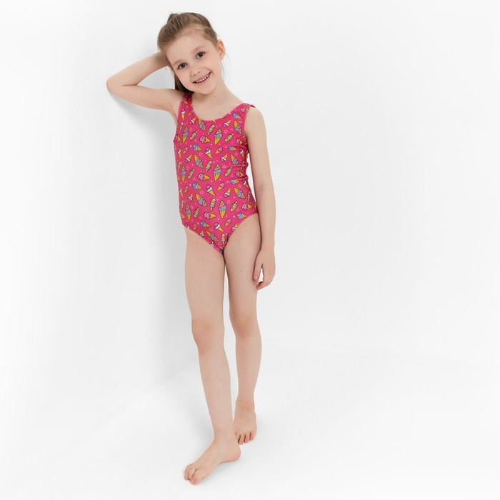 Купальник слитный, цвет розовый/мороженое, рост 128 см Купальник слитный, цвет розовый/мороженое, рост 128 см