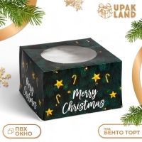 Коробка для торта новогодняя с окном &laquo;Merry Christmas&raquo;, 30 х 30 х 19 см. Новый год