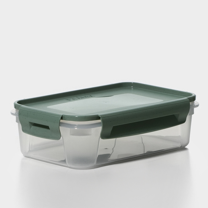 Контейнер пищевой Lock&Ok, 0,75 л, 18,6&times;12,2&times;5,5 см,прозрачный, крышка зеленая