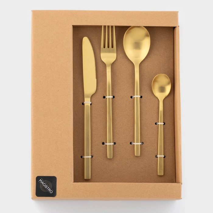 Столовые приборы из нержавеющей стали Magistro &laquo;Оску стандарт&raquo;, 12 предметов, цвет золотой