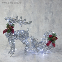 Светодиодная фигура &laquo;Олень с санями серебристый&raquo;, олень: 40 &times; 50 &times; 16 см, сани: 40 &times; 25 &times; 10 см, металл, 220 В, свечение белое