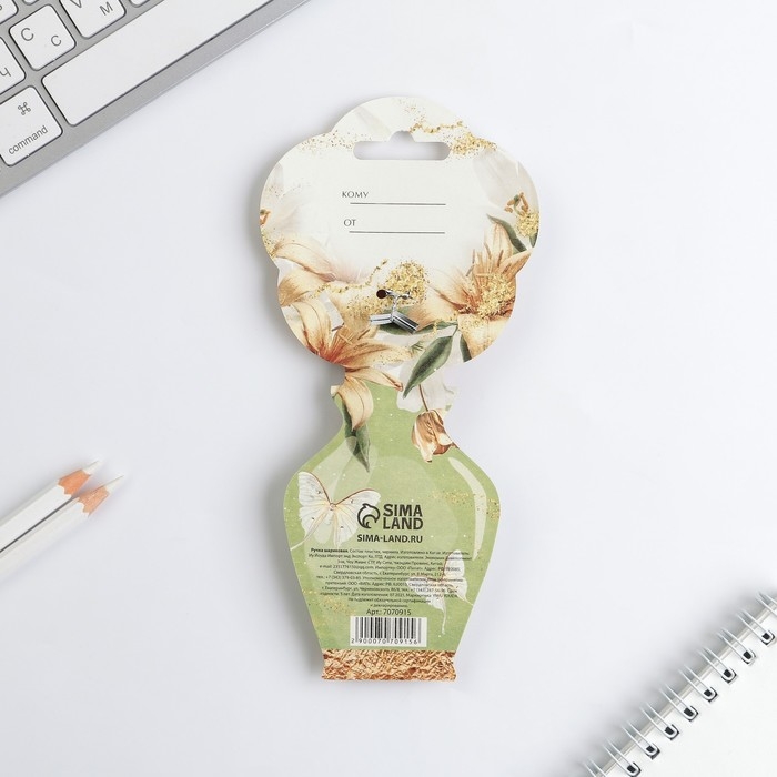 Ручка шариковая синяя паста &laquo;Самой лучшей&raquo;,пластик, с цветок, на подложке-ваза