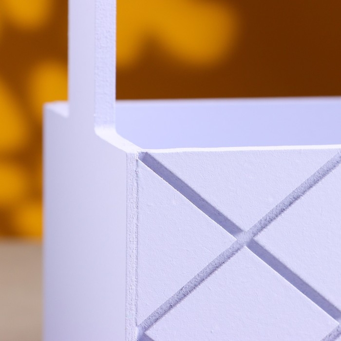 Кашпо деревянное "Эллада большая, сетка", с ручкой, 25&times;12,5&times;10(25) см Лавандовый