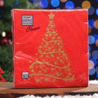 Новый год. Салфетки бумажные Home Classic "Волшебная ель на красном", 3 слоя,33x33, 20 листов Новый год. Салфетки бумажные Home Classic "Волшебная ель на красном", 3 слоя,33x33, 20 листов