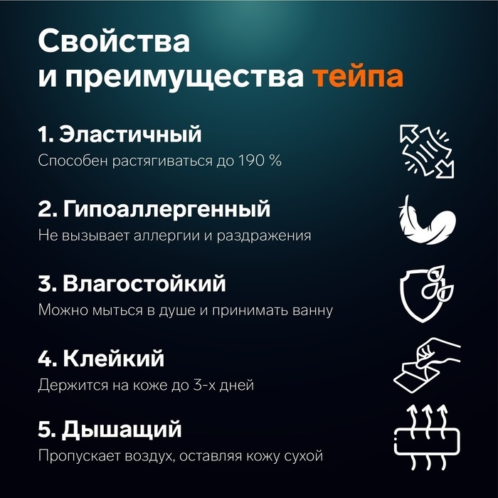 Кинезио-тейп, 2,5 см &times; 5 м, цвет белый