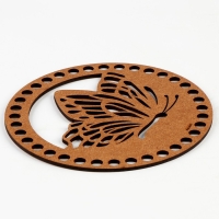 Донышко для вязания резное «Бабочка», круг 15 см, хдф 3 мм Донышко для вязания резное «Бабочка», круг 15 см, хдф 3 мм