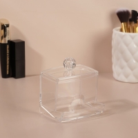 Органайзер для ватных палочек, с крышкой, 9 &times; 7 &times; 10 см, в картонной коробке, цвет прозрачный