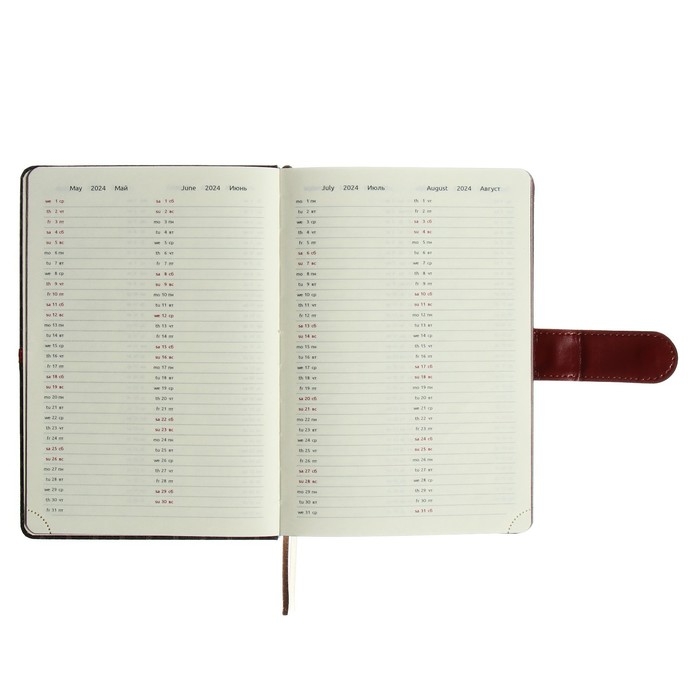 Ежедневник датированный 2024 A5 176 листов, deVENTE.Chelsea, твёрдая обложка из искусственной кожи, коричневый срез, магнитный хлястик, ляссе, кремовый блок 70 г/м2, коричневый