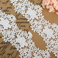 Кружево гипюровое, 80 мм &times; 9 &plusmn; 0,5 м, цвет белый