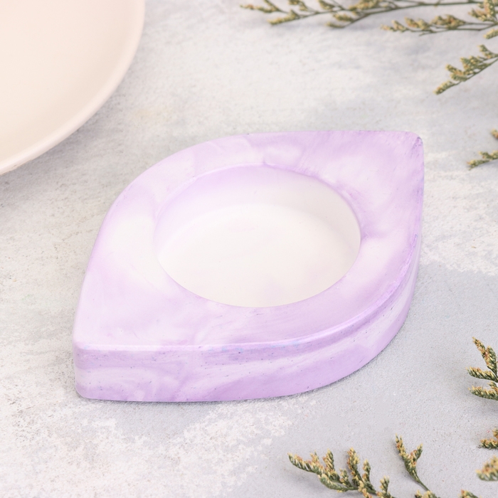 Подсвечник "Глаз. Мрамор"  из гипса, 14,5х9,5х2см,мрамор с фиолетовыми полосками