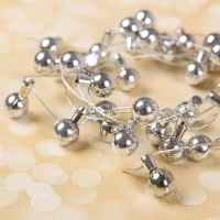 Миниатюра кукольная &laquo;Гирлянда - шарик&raquo; длина 1 метр, игрушка: 1,5&times;0,8 см, цвет серебряный