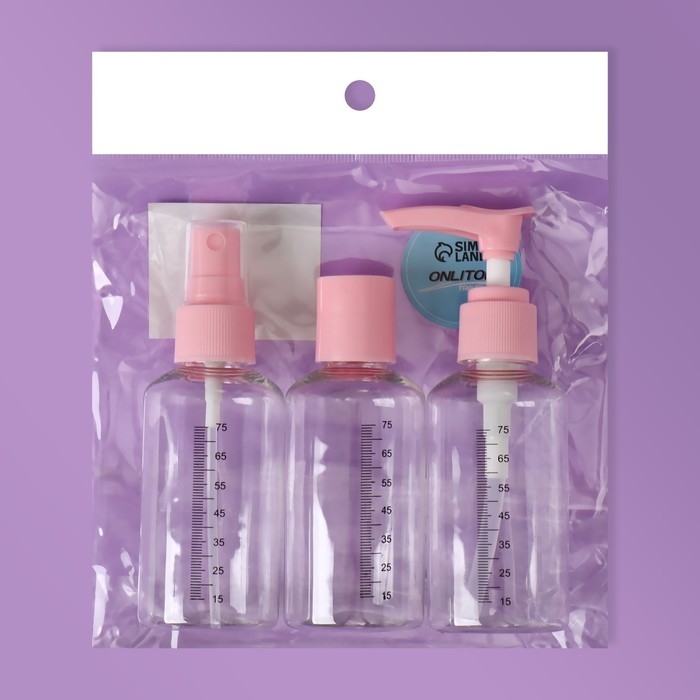 Набор для хранения, 3 предмета, со шкалой деления, цвет розовый Набор для хранения, 3 предмета, со шкалой деления, цвет розовый