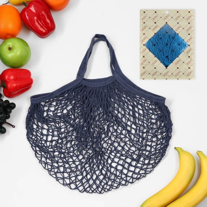 Авоська 37 х 20 см, ручка 12 см, клетка 1.5 см, синяя Авоська 37 х 20 см, ручка 12 см, клетка 1.5 см, синяя