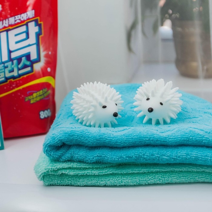 Шарики для стирки белья Доляна &laquo;Ёжики&raquo;, 2 шт, цвет белый