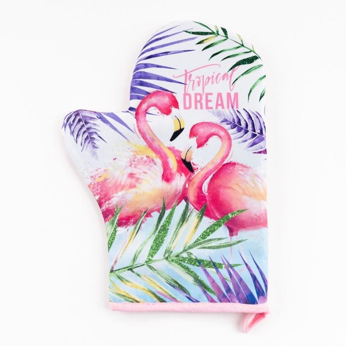 Варежка-прихватка «Tropical dream», 20х28 см, 35% х/л, 65% п/э, ватин 250г/м2 Варежка-прихватка «Tropical dream», 20х28 см, 35% х/л, 65% п/э, ватин 250г/м2