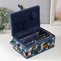 Шкатулка для рукоделия "Лесные веточки на синем" 24х16х11 см