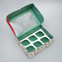 Коробка для капкейков складная с двусторонним нанесением «Снегири», 25 х 17 х 10 см, Новый год Коробка для капкейков складная с двусторонним нанесением «Снегири», 25 х 17 х 10 см, Новый год