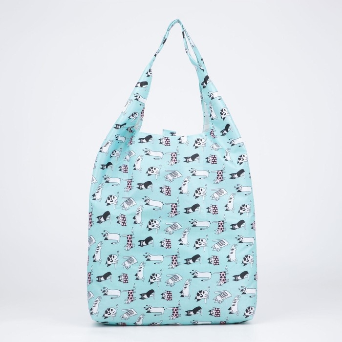 Сумка хозяйственная на кнопке, складная, цвет голубой