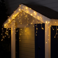 Гирлянда &laquo;Бахрома&raquo; 4 &times; 0.6 м, IP44, прозрачная нить, 180 LED, свечение тёплое белое, 8 режимов, 220 В