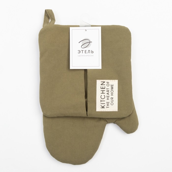 Кухонный набор Этель Kitchen, цвет зелёный, варежка-прихватка 18х29 см, прихватка 19х19 см