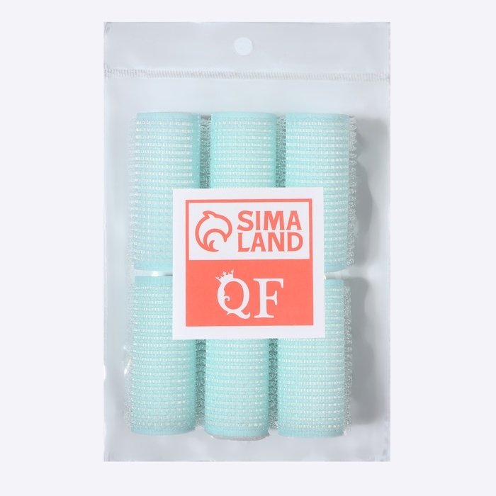 Бигуди &laquo;Липучка&raquo;, d = 2,5 см, 6 см, 6 шт, цвет бирюзовый