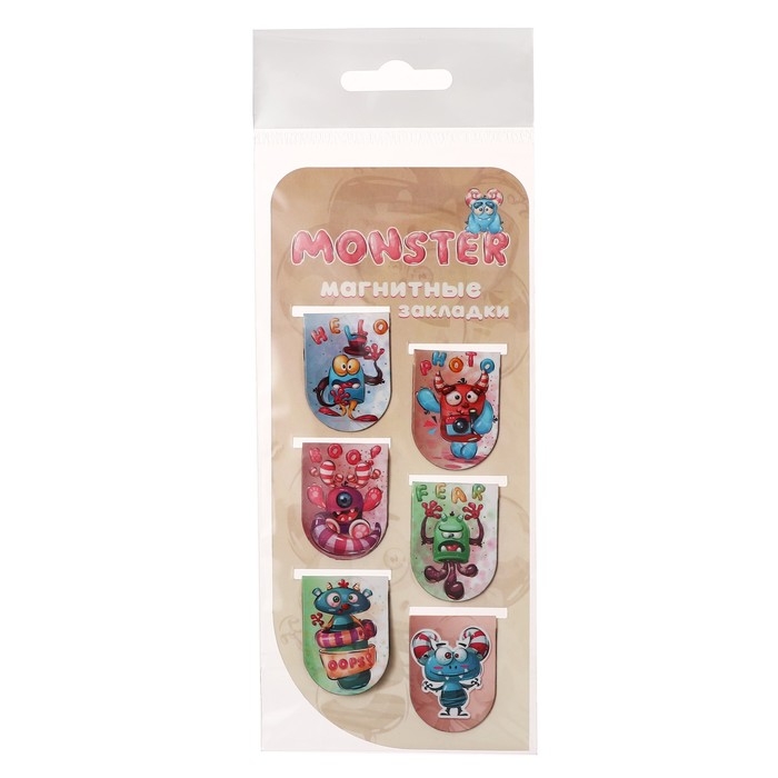 Магнитные закладки 6 штук Магнитные закладки 6 штук "Монстрики"