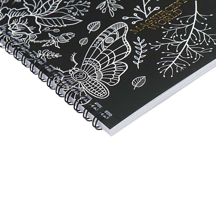 Тетрадь 48 листов, в клетку, на гребне, Magnificent World, обложка мелованный картон, матовая ламинация, тиснение фольгой, МИКС Тетрадь 48 листов, в клетку, на гребне, Magnificent World, обложка мелованный картон, матовая ламинация, тиснение фольгой, МИКС