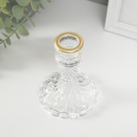 Подсвечник стекло на 1 свечу "Женева" с золотом d=2 см 10,5х7,7х7,7 см Подсвечник стекло на 1 свечу "Женева" с золотом d=2 см 10,5х7,7х7,7 см