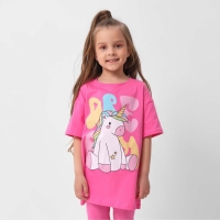 Футболка детская KAFTAN "Единорог", р. 34 (122-128 см), ярко-розовый Футболка детская KAFTAN "Единорог", р. 34 (122-128 см), ярко-розовый