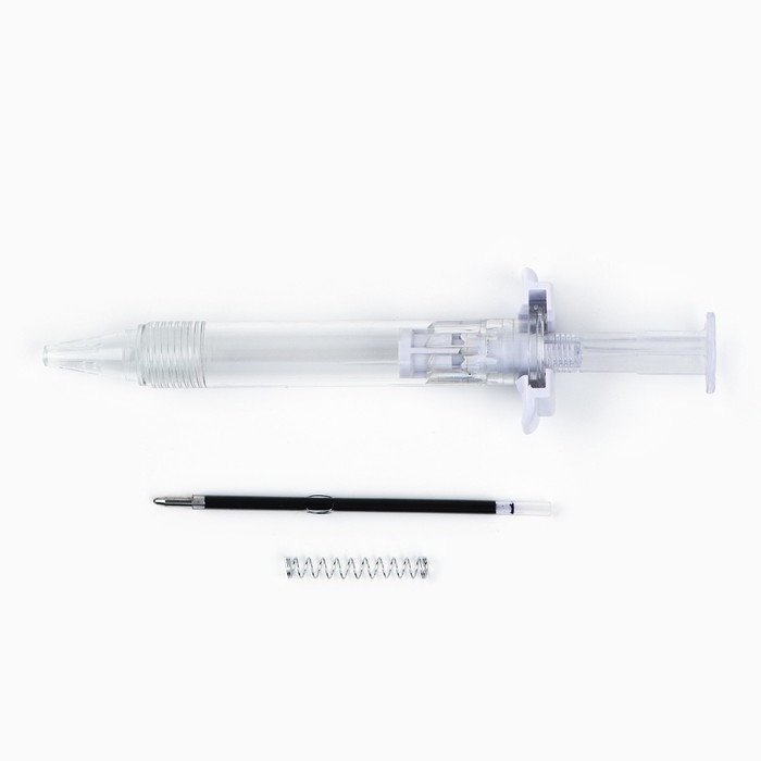 Ручка прикол шариковая синяя паста, шприц &laquo;Талантливому врачу&raquo;, на подложке