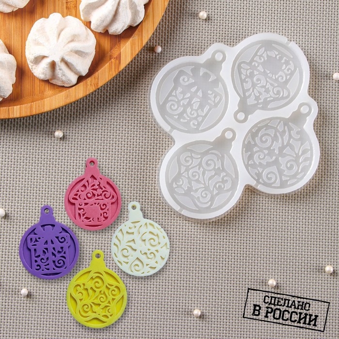 Силиконовый молд для леденцов и шоколада &laquo;Шары&raquo;, 12&times;12 см, ячейка d=5 см, цвет прозрачный