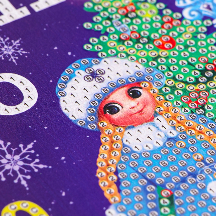 Алмазная мозаика на новый год для детей с частичным заполнением на часах &laquo;Новый Год!&raquo;, 20 х 20 см, новогодний набор для творчества