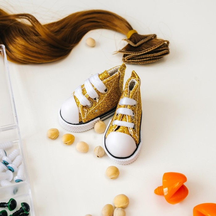 Кеды для кукол &laquo;Блёстки&raquo;, длина подошвы: 5 см, цвет золотой