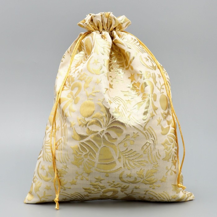 Мешочек подарочный парча &laquo;Новогодняя мелодия&raquo;, тиснение, 30 х 40 см +/- 1.5 см, Новый год