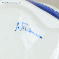 Конфетница "Лебедь", гжель, фарфор, резная, 14х15 см